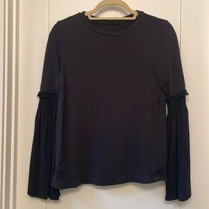 Black Long Sleeve Shirt with Flowy Sleeves